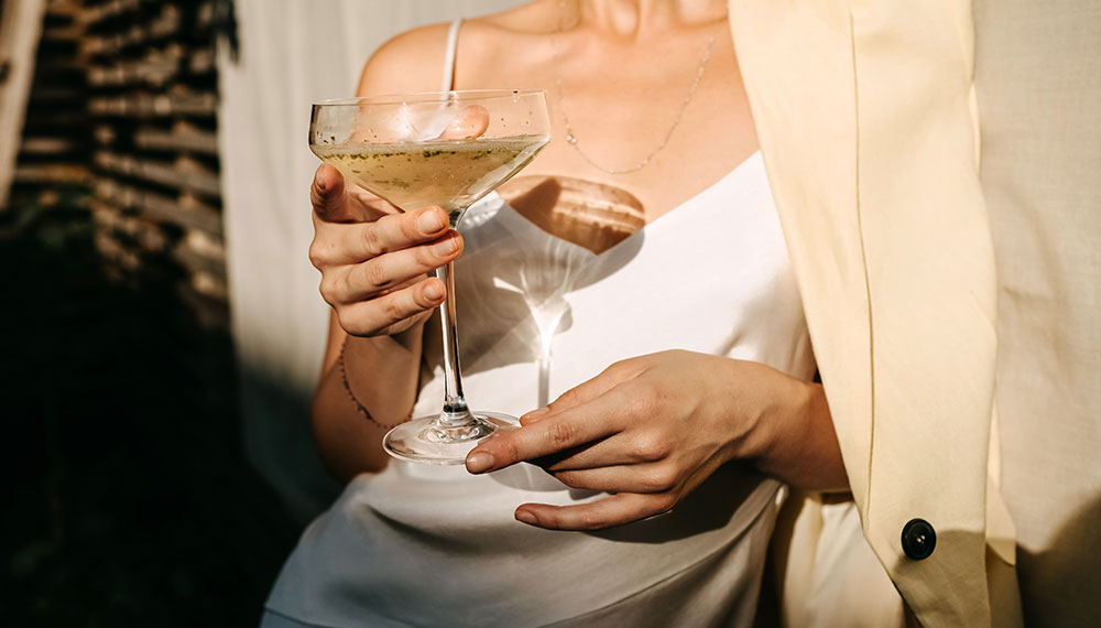 Bride with white wine